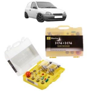Kit trusa Set becuri H4 compatibila cu OPEL CORSA B Hatchback Van (S93) din 1999-2000, bec far, semnalizare , pozitie, iluminare numar, frana, plafoniera, stop frana