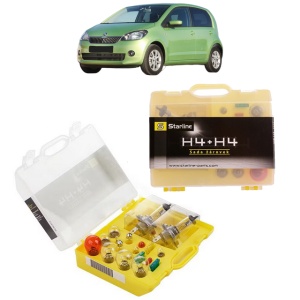 Kit trusa Set becuri H4 compatibila cu SKODA CITIGO (NF1) din 2011-2019, bec far, semnalizare , pozitie, iluminare numar, frana, plafoniera, stop frana