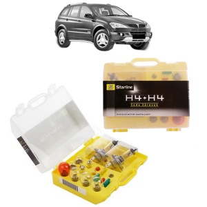 Kit trusa Set becuri H4 compatibila cu SSANGYONG ACTYON I din 2006, bec far, semnalizare , pozitie, iluminare numar, frana, plafoniera, stop frana