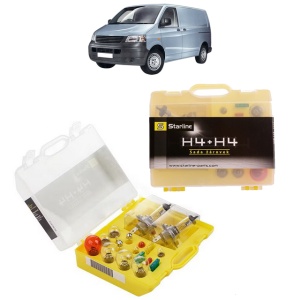 Kit trusa Set becuri H4 compatibila cu Volkswagen TRANSPORTER T5 Van (7HA, 7HH, 7EA, 7EH) din 2003-2015, bec far, semnalizare , pozitie, iluminare numar, frana, plafoniera, stop frana
