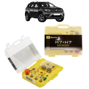 Kit trusa Set becuri H7 compatibila cu DACIA DUSTER (HM_) din 2017-2024, bec far, semnalizare , pozitie, iluminare numar, frana, plafoniera, stop frana