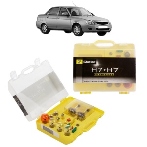 Kit trusa Set becuri H7 compatibila cu LADA PRIORA Saloon (2170_) din 2007-2018, bec far, semnalizare , pozitie, iluminare numar, frana, plafoniera, stop frana