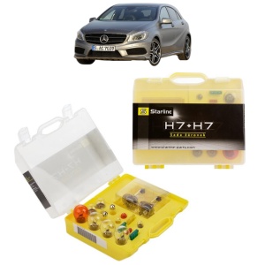 Kit trusa Set becuri H7 compatibila cu MERCEDES-BENZ A-CLASS (W176) din 2012-2018, bec far, semnalizare , pozitie, iluminare numar, frana, plafoniera, stop frana