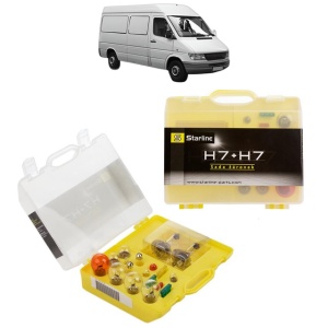 Kit trusa Set becuri H7 compatibila cu MERCEDES-BENZ SPRINTER 4-t Van (B904) din 1995-2006, bec far, semnalizare , pozitie, iluminare numar, frana, plafoniera, stop frana - Img 1
