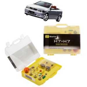 Kit trusa Set becuri H7 compatibila cu OPEL ASTRA G Convertible (T98) din 2001-2005, bec far, semnalizare , pozitie, iluminare numar, frana, plafoniera, stop frana