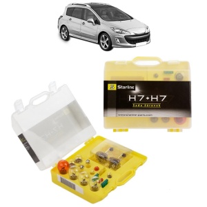 Kit trusa Set becuri H7 compatibila cu PEUGEOT 308 SW I (4E_, 4H_) din 2007-2014, bec far, semnalizare , pozitie, iluminare numar, frana, plafoniera, stop frana - Img 1