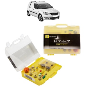 Kit trusa Set becuri H7 compatibila cu SKODA FABIA I Praktik (6Y5) din 2000-2007, bec far, semnalizare , pozitie, iluminare numar, frana, plafoniera, stop frana