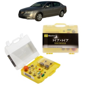 Kit trusa Set becuri H7 compatibila cu SKODA SUPERB II Estate (3T5) din 2009-2015, bec far, semnalizare , pozitie, iluminare numar, frana, plafoniera, stop frana
