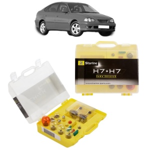 Kit trusa Set becuri H7 compatibila cu TOYOTA AVENSIS Liftback (_T22_) din 1997-2003, bec far, semnalizare , pozitie, iluminare numar, frana, plafoniera, stop frana