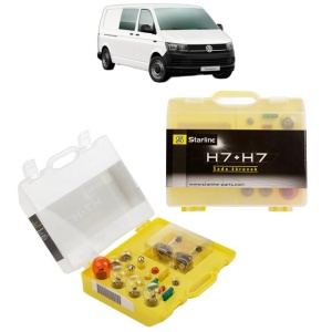 Kit trusa Set becuri H7 compatibila cu Volkswagen TRANSPORTER T6 / CARAVELLE T6 Bus (SGB, SGJ, SHB, SHJ) din 2015-2024, bec far, semnalizare , pozitie, iluminare numar, frana, plafoniera, stop frana