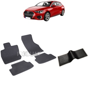 Set 5 covorase auto AUDI A3 8Y din 03.2020 - 2026, cu covoras tunel median, Caroserie HATCHBACK