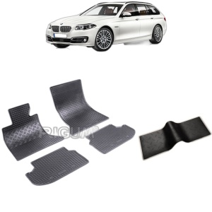 Set 5 covorase auto BMW SERIA 5 F11 FACELIFT din 2013 - 04.2017, cu covoras tunel median, Caroserie COMBI