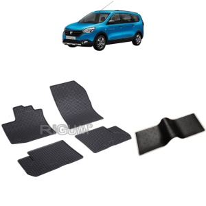 Set 5 covorase auto DACIA LODGY din 07.2012 - 10.2022, cu covoras tunel median, Caroserie COMBI