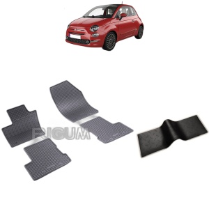 Set 5 covorase auto FIAT 500 X din 01.2015 - 2026, cu covoras tunel median, Caroserie SUV