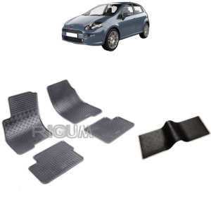 Set 5 covorase auto FIAT GRANDE PUNTO din 10.2005 - 08.2018, cu covoras tunel median, Caroserie HATCHBACK