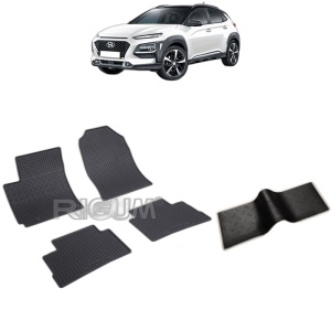 Set 5 covorase auto HYUNDAI KONA din 11.2017 - 03.2023, cu covoras tunel median, Caroserie SUV INCLUSIV FACELIFT