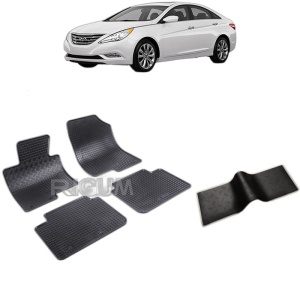 Set 5 covorase auto HYUNDAI SONATA din 2011 - 2014, cu covoras tunel median, Caroserie SEDAN