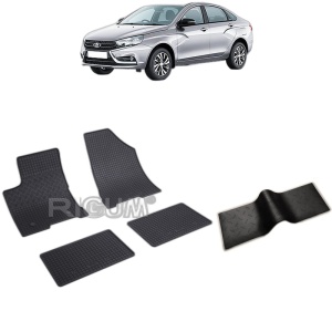 Set 5 covorase auto LADA VESTA din 2015 - 2026, cu covoras tunel median, Caroserie SEDAN