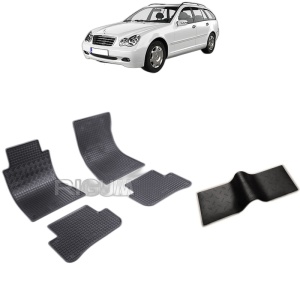 Set 5 covorase auto MERCEDES C-CLASS W203 din 2001 - 11.2007, cu covoras tunel median, Caroserie COMBI