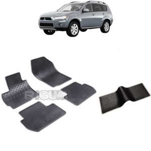 Set 5 covorase auto MITSUBISHI OUTLANDER II din 03.2007 - 08.2012, cu covoras tunel median, Caroserie SUV