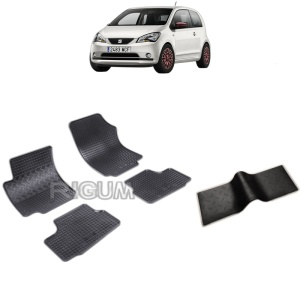 Set 5 covorase auto SEAT MII din 12.2011 - 2019, cu covoras tunel median, Caroserie HATCHBACK