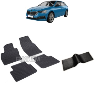 Set 5 covorase auto SKODA SCALA din 04.2019 - 2026, cu covoras tunel median, Caroserie HATCHBACK