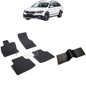 Set 5 covorase auto SKODA SUPERB III din 09.2015 - 11.2023, cu covoras tunel median, Caroserie COMBI