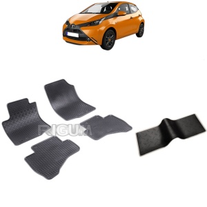 Set 5 covorase auto TOYOTA AYGO II din 07.2014 - 11.2021, cu covoras tunel median, Caroserie HATCHBACK