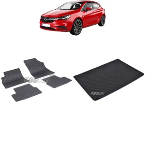 Set Covorase Auto Si Tavita Portbagaj OPEL ASTRA K LUX din 11.2015 - 2026, caroserie hatchback covorasele din spate mai mari, CU ROATA REZERVA