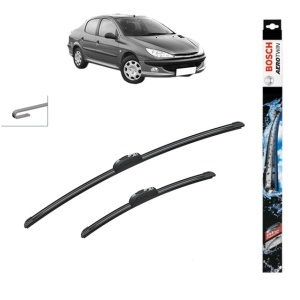 Set stergatoare auto PEUGEOT 206 Saloon din 2007-2008, Bosch Aerotwin Retrofit, din cauciuc siliconat rezistent