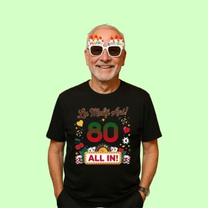 Tricou Aniversar cadou varsta 80 ani, Barbat - Img 1