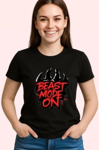 Tricou Beast Mode On Text Rosu Intens, Copii | Dama | Barbat, culoare negru - Img 4