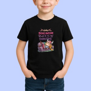 Tricou Being Awesome Is Exhausting Canapea Oboseala, Copii | Dama | Barbat, culoare negru - Img 3