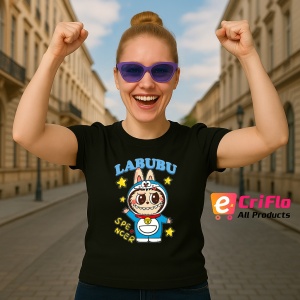 Tricou Labubu spencer, Unisex Dama si Barbat | Copii, Culoare Negru - Img 3