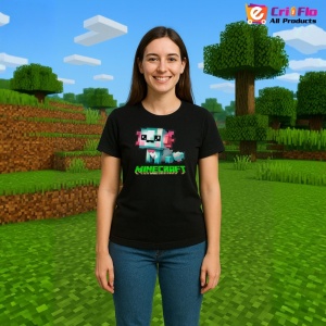 Tricou Minecraft Axolotl Albastru Tricou Negru Copii | Dama | Barbat - Img 4