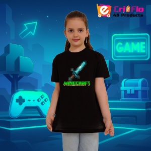 Tricou Minecraft Sabia Diamant Tricou Negru Copii | Dama | Barbat - Img 1