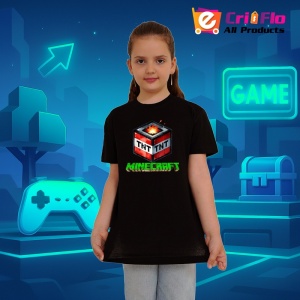 Tricou Minecraft T N T Exploziv Tricou Negru Copii | Dama | Barbat - Img 1