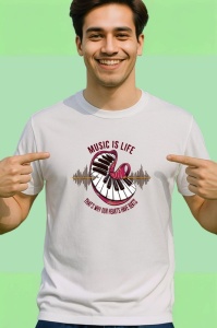 Tricou Music Is Life Pian Inima, Copii | Dama | Barbat - Img 2