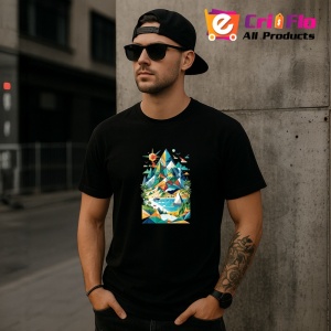 Tricou Peisaj Montan Triunghi Colorat, Copii | Dama | Barbat, culoare negru - Img 6