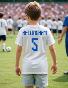 Tricou Personalizat pentru Copii cu Bellingham la Real Madrid - Cadou Ideal pentru Fanii Fotbalului - Bellingham Real Madrid Tricou Copii - Img 1
