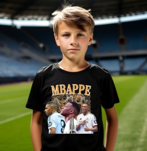 Tricou Personalizat pentru Copii cu Kyllian Mbappe la Real Madrid - Cadou pentru Fanii Fotbalului - Kyllian Mbappe Real Madrid Tricou Copii - Img 2