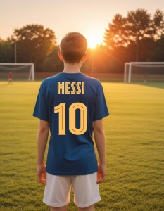 Tricou Personalizat pentru Copii cu Messi la 10 Barcelona - Cadou Ideal pentru Fanii Fotbalului - Messi 10 Barcelona Tricou Copii - Img 2