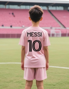 Tricou Personalizat pentru Copii cu Messi la 10 Inter Miami - Cadou Ideal pentru Fanii Fotbalului - Messi 10 Inter Miami Tricou Copii - Img 1