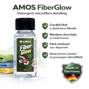 Detergent prosoape microfibra AMOS FiberGlow, solutie curatare lavete detailing, fara reziduuri, mentine absorbtia, cantitate 50 ml - Img 2