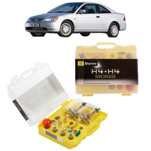 Kit trusa Set becuri H4 compatibila cu HONDA CIVIC VII Coupe (EM2) din 2001-2005, bec far, semnalizare , pozitie, iluminare numar, frana, plafoniera, stop frana