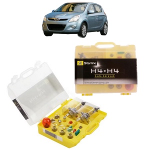 Kit trusa Set becuri H4 compatibila cu HYUNDAI i20 I (PB, PBT) din 2008-2015, bec far, semnalizare , pozitie, iluminare numar, frana, plafoniera, stop frana