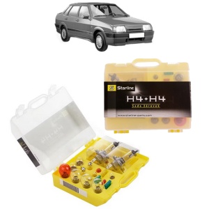 Kit trusa Set becuri H4 compatibila cu LADA SAMARA Saloon (21099, 2115) din 1989-2006, bec far, semnalizare , pozitie, iluminare numar, frana, plafoniera, stop frana