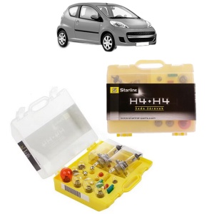 Kit trusa Set becuri H4 compatibila cu PEUGEOT 107 (PM_, PN_) din 2005-2014, bec far, semnalizare , pozitie, iluminare numar, frana, plafoniera, stop frana