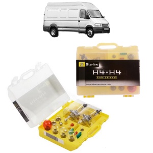 Kit trusa Set becuri H4 compatibila cu RENAULT TRUCKS MASCOTT Van din 1999-2010, bec far, semnalizare , pozitie, iluminare numar, frana, plafoniera, stop frana