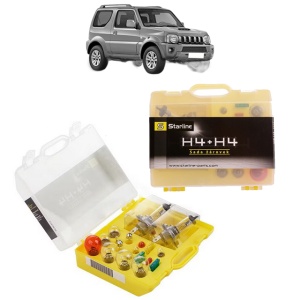 Kit trusa Set becuri H4 compatibila cu SUZUKI JIMNY Closed Off-Road Vehicle (SN) din 1998-2005, bec far, semnalizare , pozitie, iluminare numar, frana, plafoniera, stop frana - Img 1